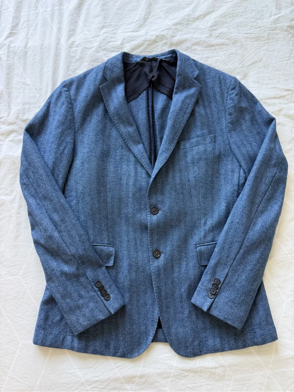 Hugo Boss Nobis Blue Herringbone Wool Blazer Sport Coat Men’s 42R